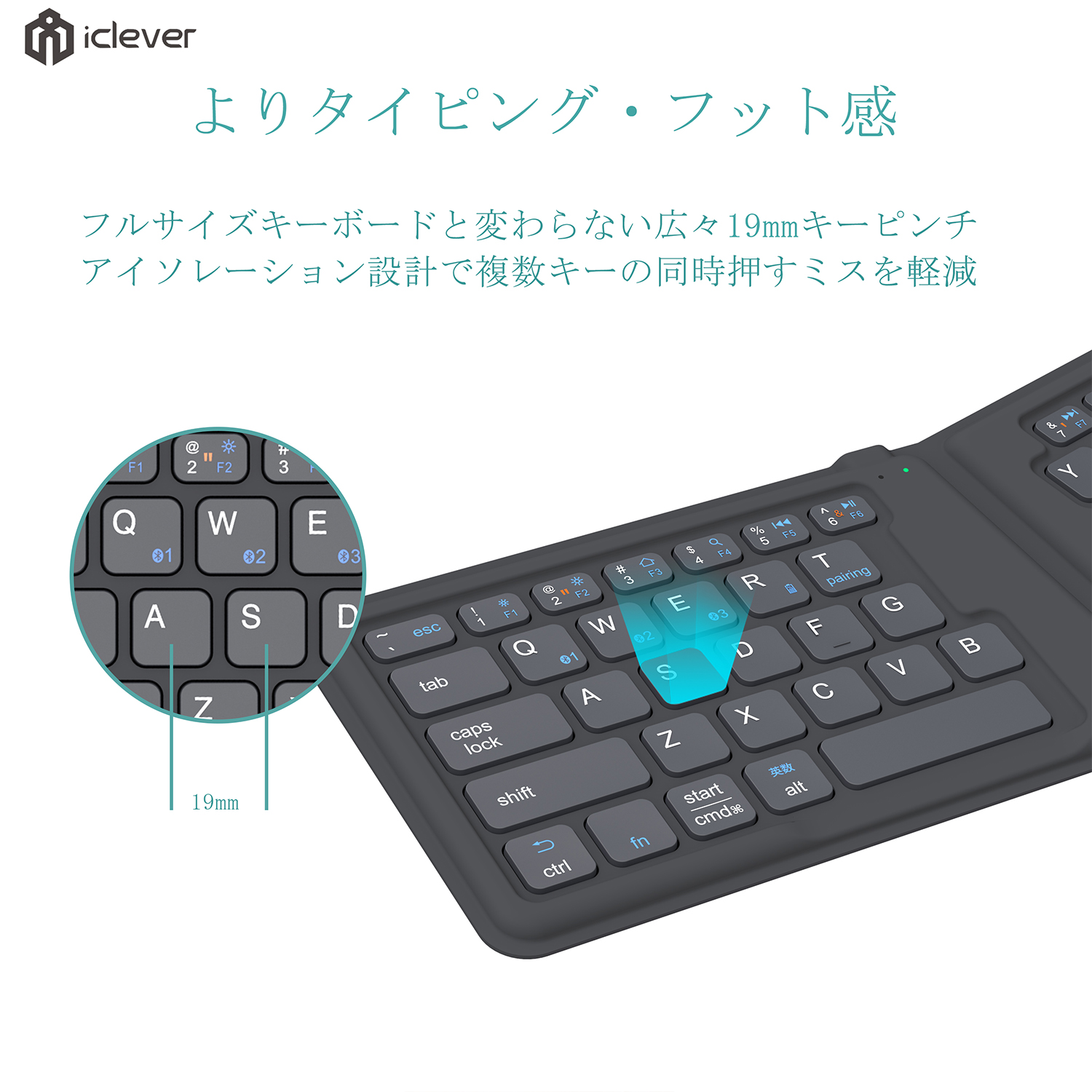 Kingsoftオンラインショップ Iclever Bluetoothキーボード 折りたたみ式 Ic Bk06