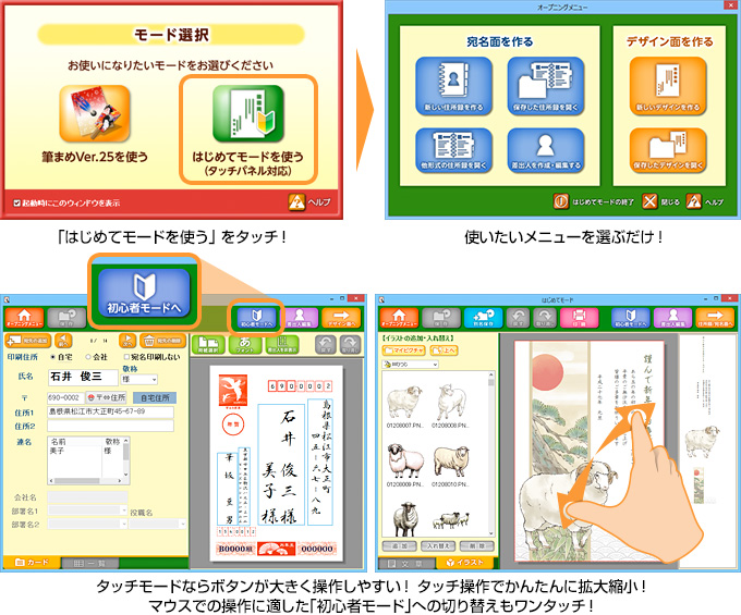 はじめてモードの操作例